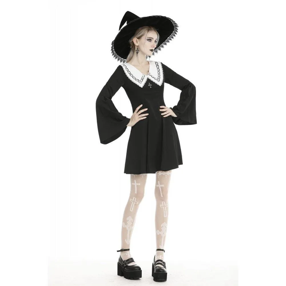 Women's Gothic Large Lapel Dresses With Cross