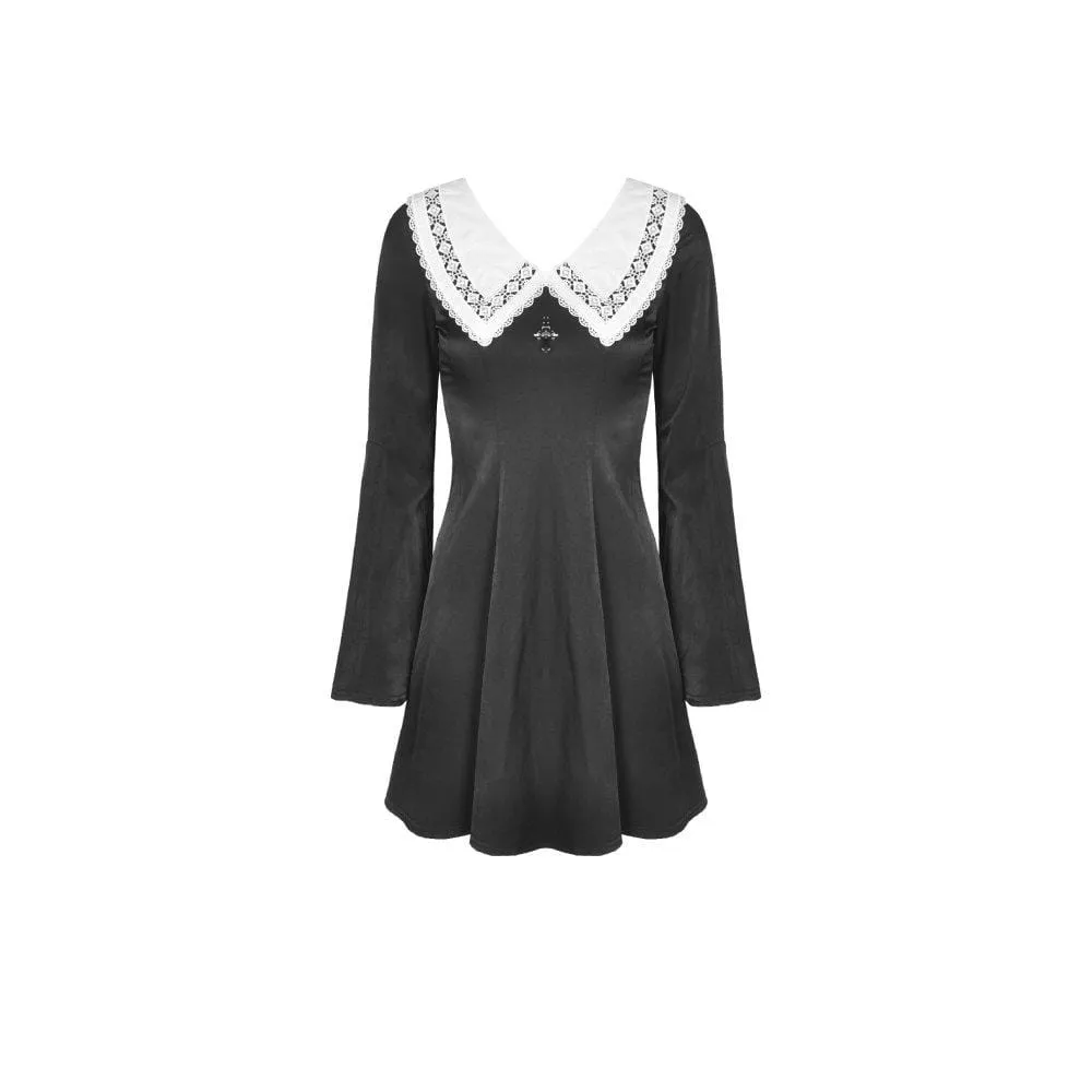 Women's Gothic Large Lapel Dresses With Cross