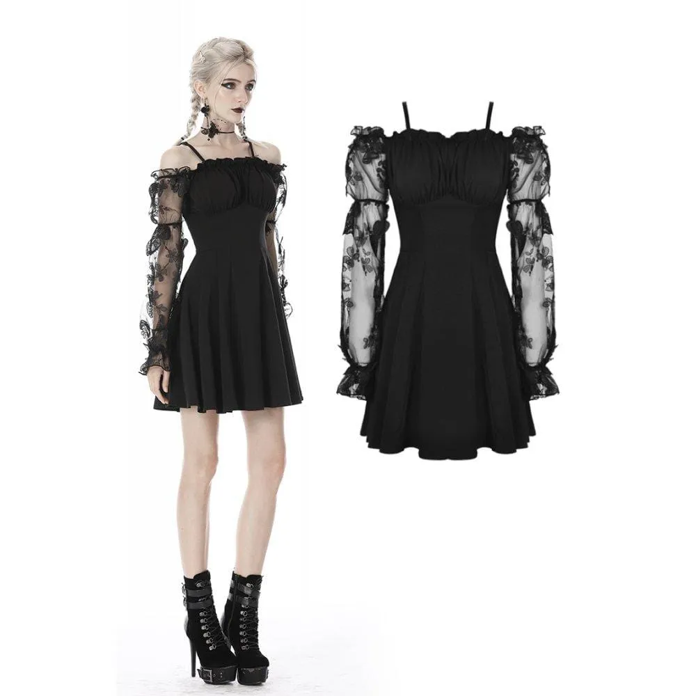 Women's Gothic Sexy Off-shoulder Lace Sleeved Dresses