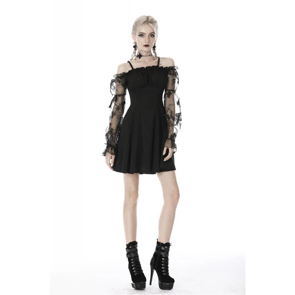 Women's Gothic Sexy Off-shoulder Lace Sleeved Dresses