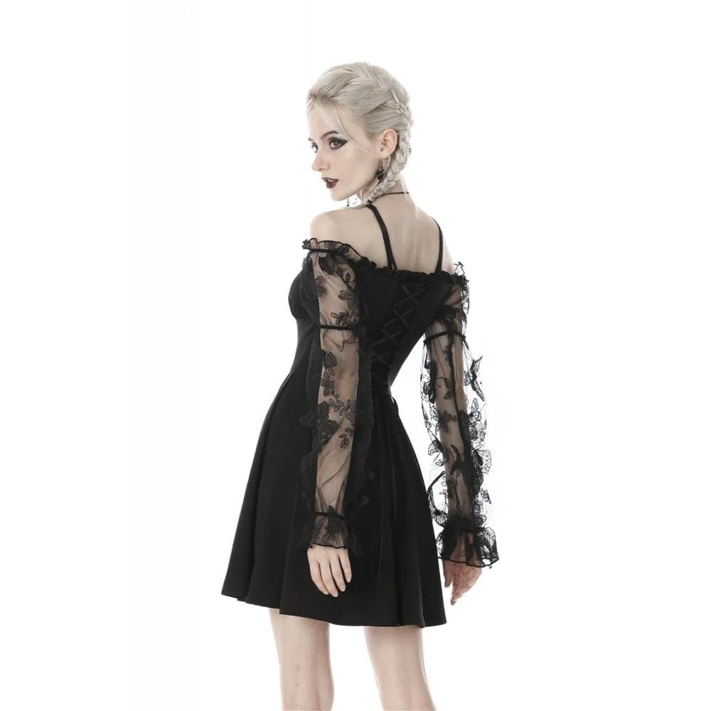 Women's Gothic Sexy Off-shoulder Lace Sleeved Dresses