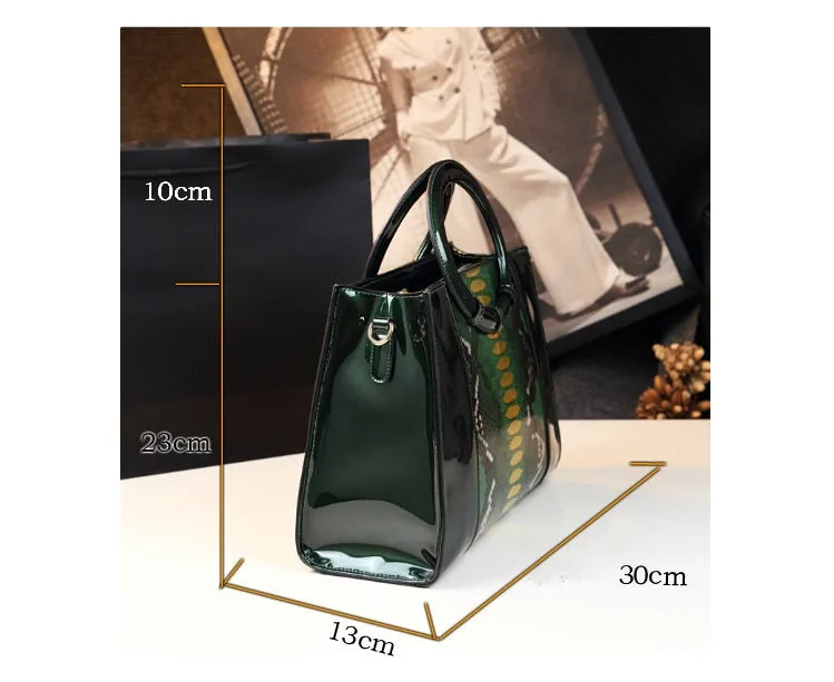 Women's Portable Serpentine Pattern Cowhide Leather Shoulder Handbag