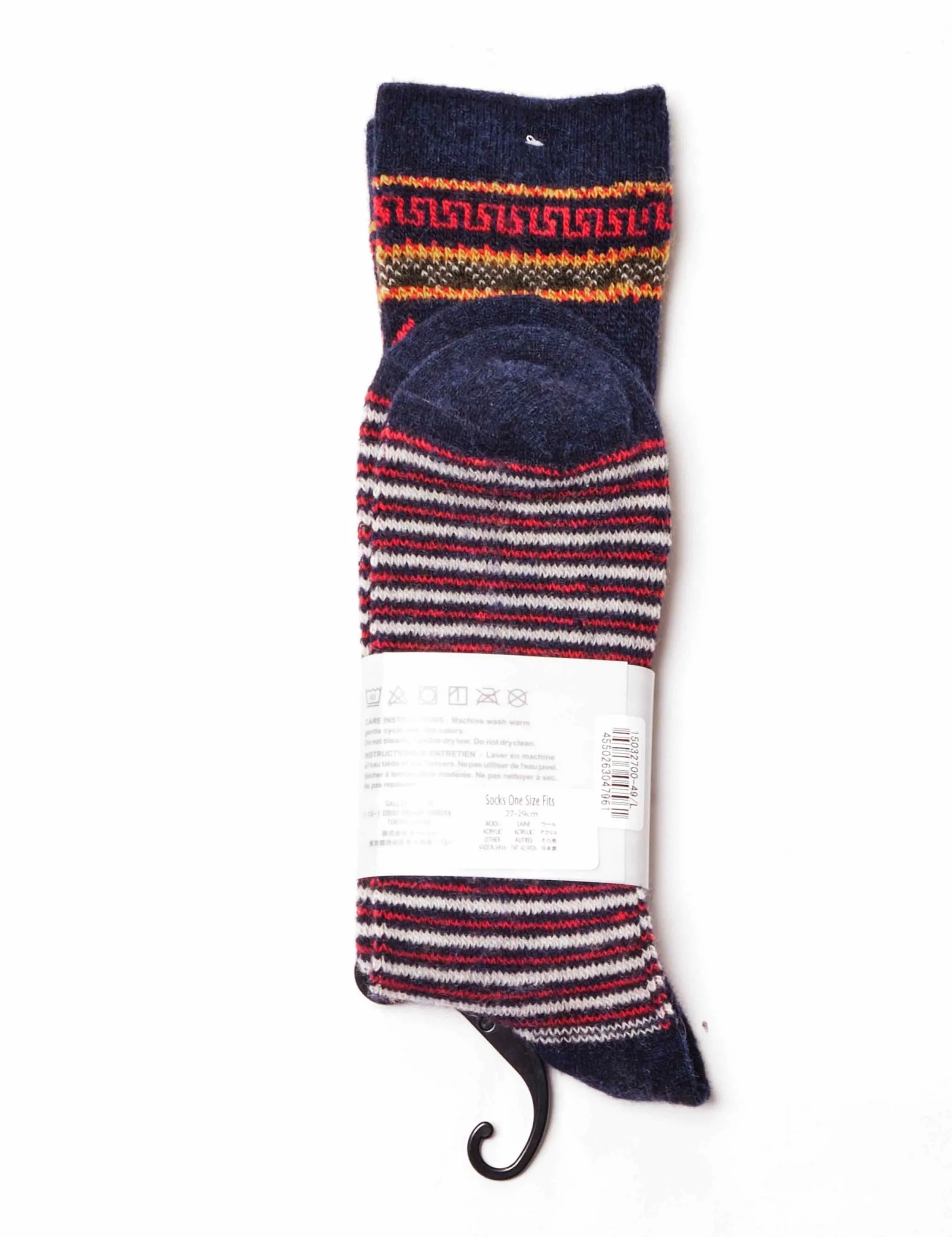 Wool Deer Snow JQ Crew Socks - Navy