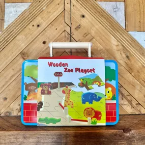 Zoo Playset With Puzzle In Tin